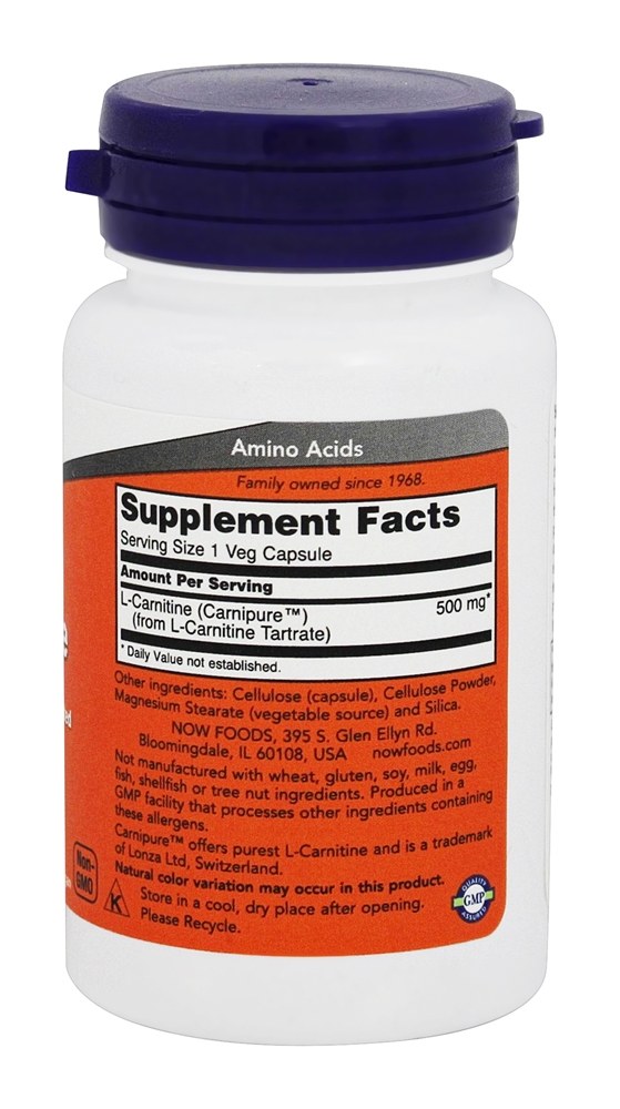 Comprar L-Carnitina 500 mg. - Cápsulas 30 NOW Foods - Imagem 2