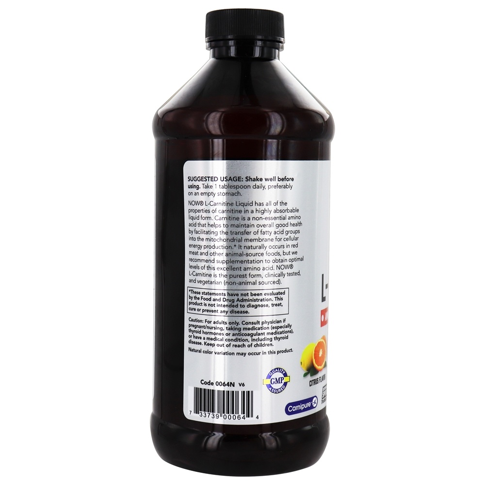 Comprar NOW Sports L-Carnitine Liquid Triple Strength Citrus Flavor 3000 mg . - 16 fl. oz. NOW Foods - Imagem 3