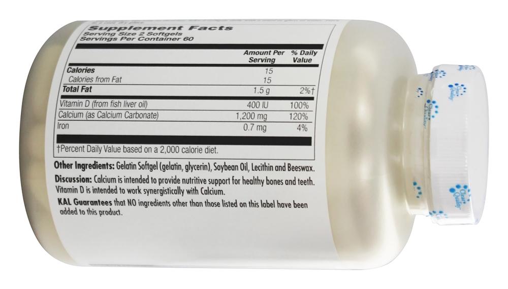 Comprar Cálcio Suave de Alta Potência 1200 mg. - 120 Softgels Kal - Imagem 3