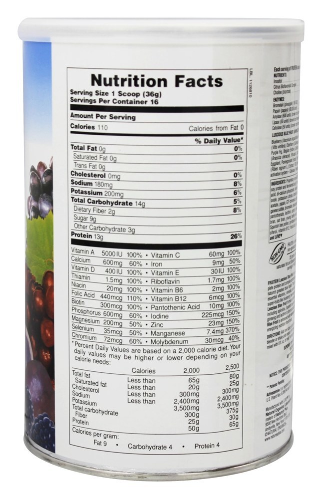 Comprar Fruitein Fruto Tremer Vegetariano Melado Azul Fruto - 1.3 lbs. Natures Plus - Imagem 2