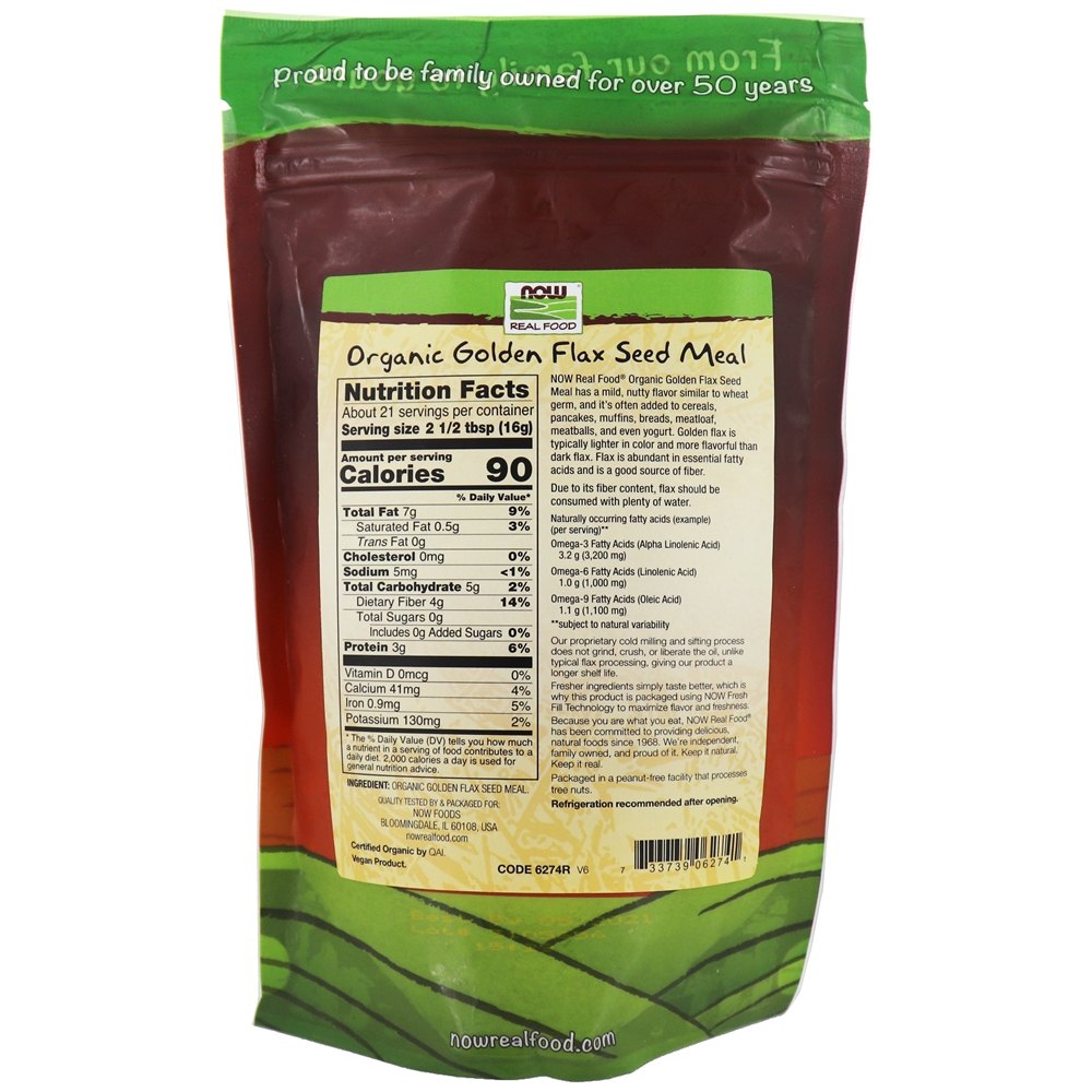 Comprar NOW Real Food Organic Golden Sementes de Linho - 12 oz. NOW Foods - Imagem 2