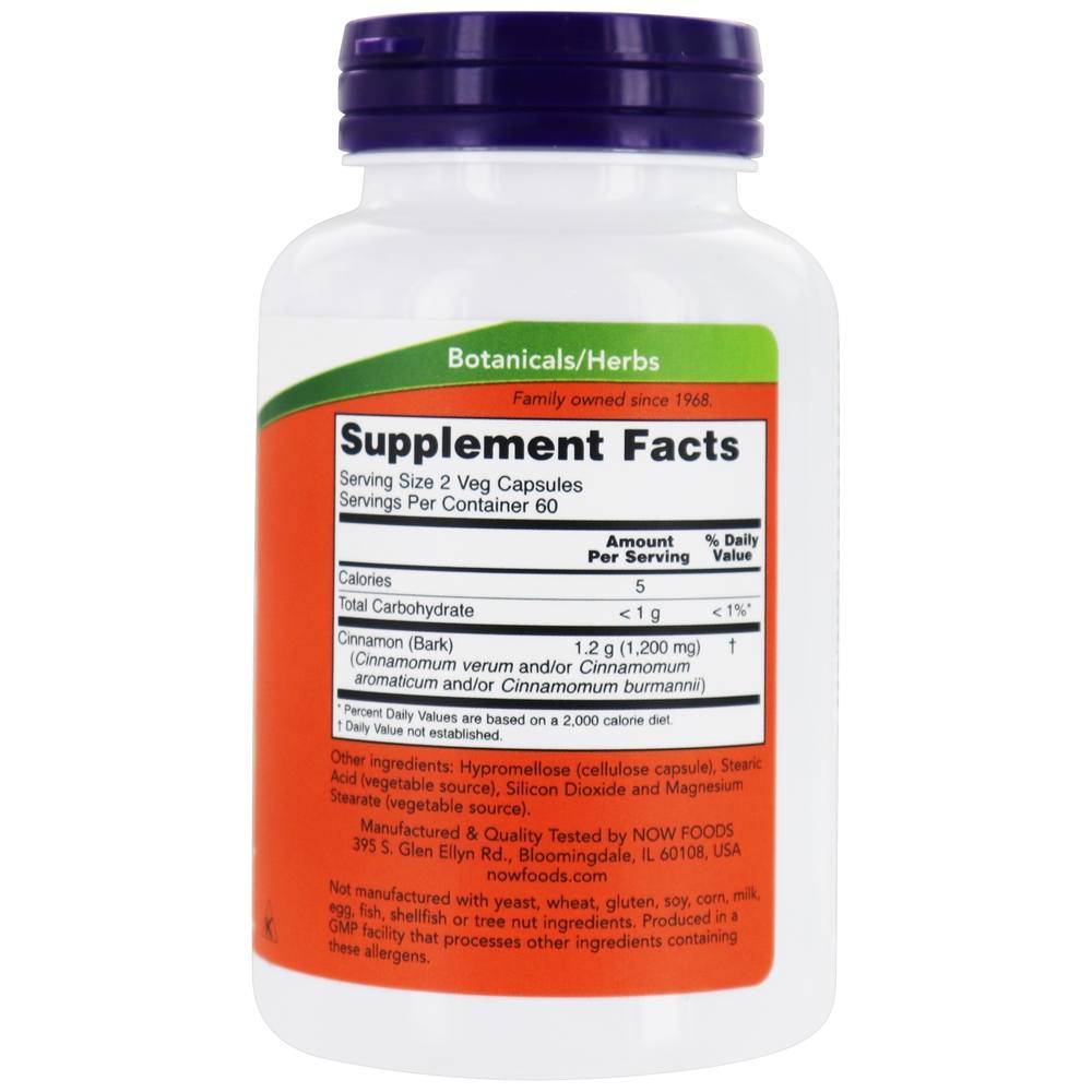 Comprar Casca de Canela 600 mg. - 120 Cápsula (s) vegetal (s) NOW Foods - Imagem 2
