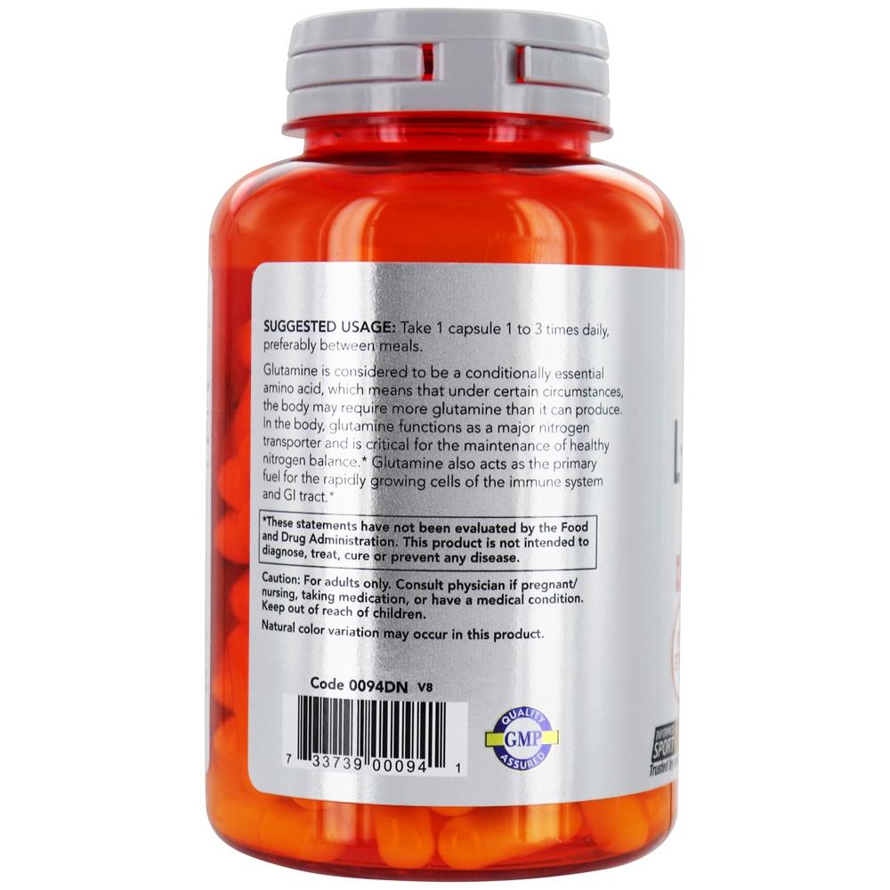 Comprar NOW Sports L-Glutamina 1000 mg . - 120 Cápsula (s) vegetal (s) NOW Foods - Imagem 3
