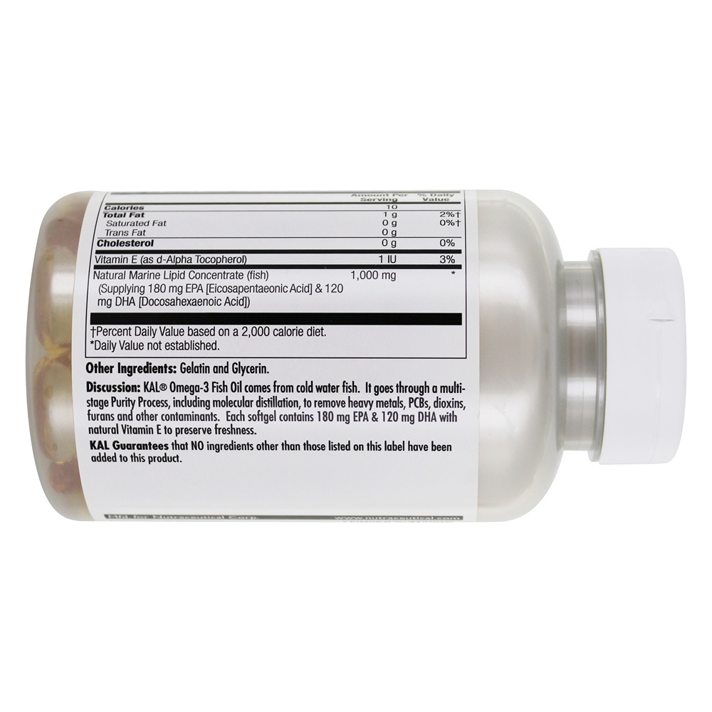 Comprar Omega - 3 Óleo de peixe destilado molecularmente 1000 mg . - 120 Softgels Kal - Imagem 3
