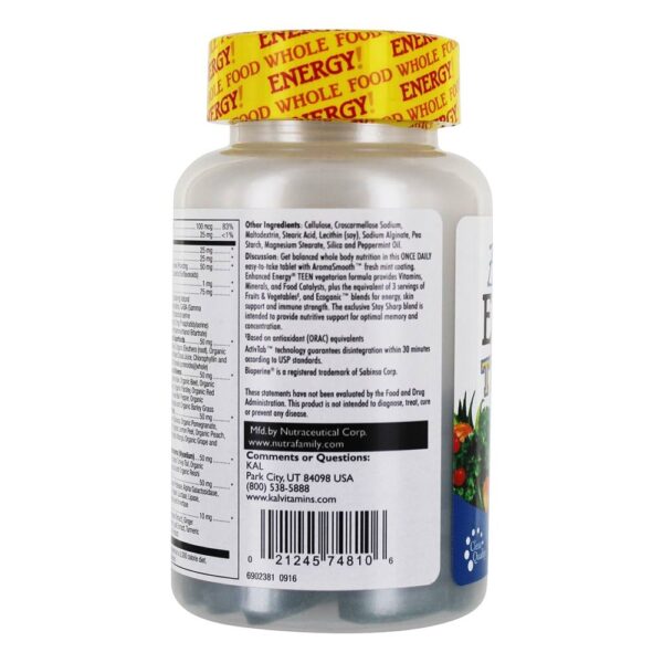Comprar Multivitamínico Adolescente com Energia Melhorada - 60 Comprimidos vegetarianos Kal - Imagem 4