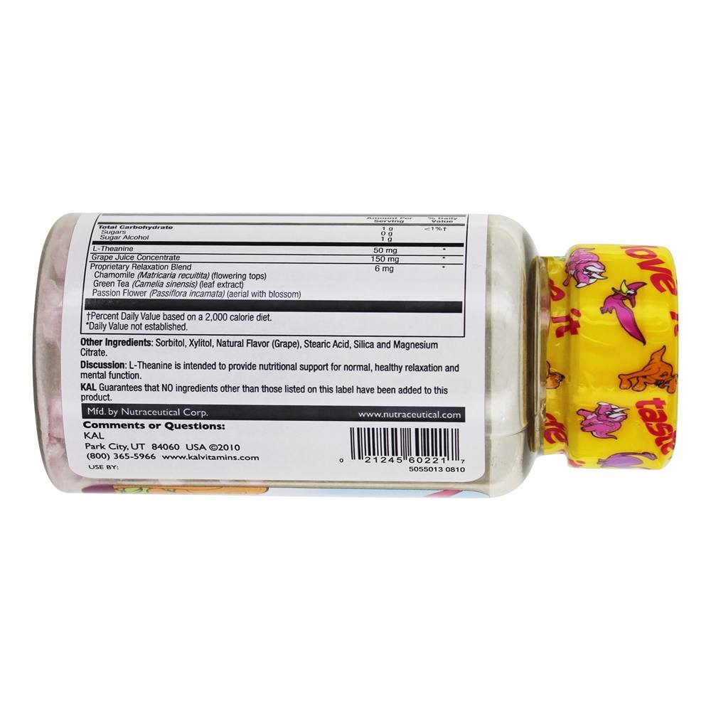 Comprar Mistura De Dinossauros Relax-A-Saurus L-Theanine Para Crianças Uva - 30 comprimidos mastigáveis Kal - Imagem 3