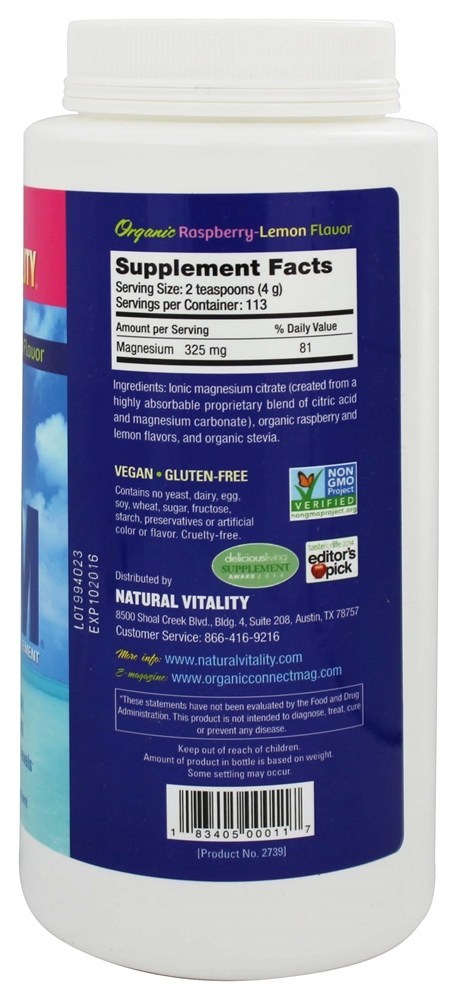 Comprar Natural Calmo Magnésio Anti-Stress Bebida Framboesa Sabor Limão - 16 oz. Natural Vitality - Imagem 2