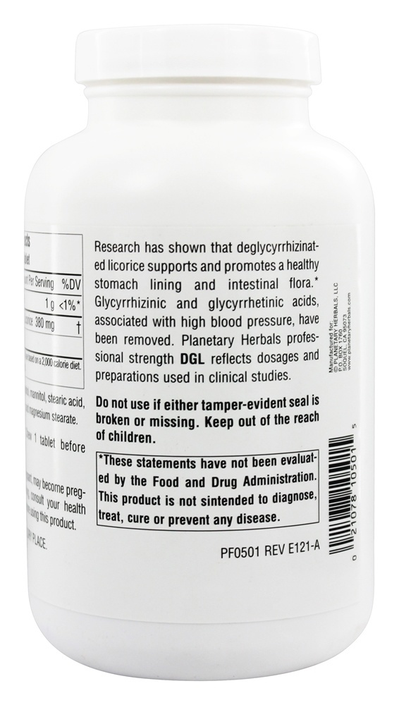 Comprar Alcaçuz DGL Deglycyrrhizinated - 200 comprimidos mastigáveis anteriormente fórmulas planetárias Planetary Herbals - Imagem 3