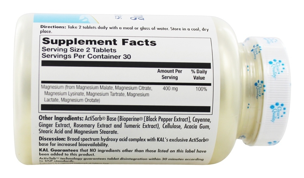 Comprar Magnésio ActiSorb 400 mg. - 60 Tablets Kal - Imagem 3