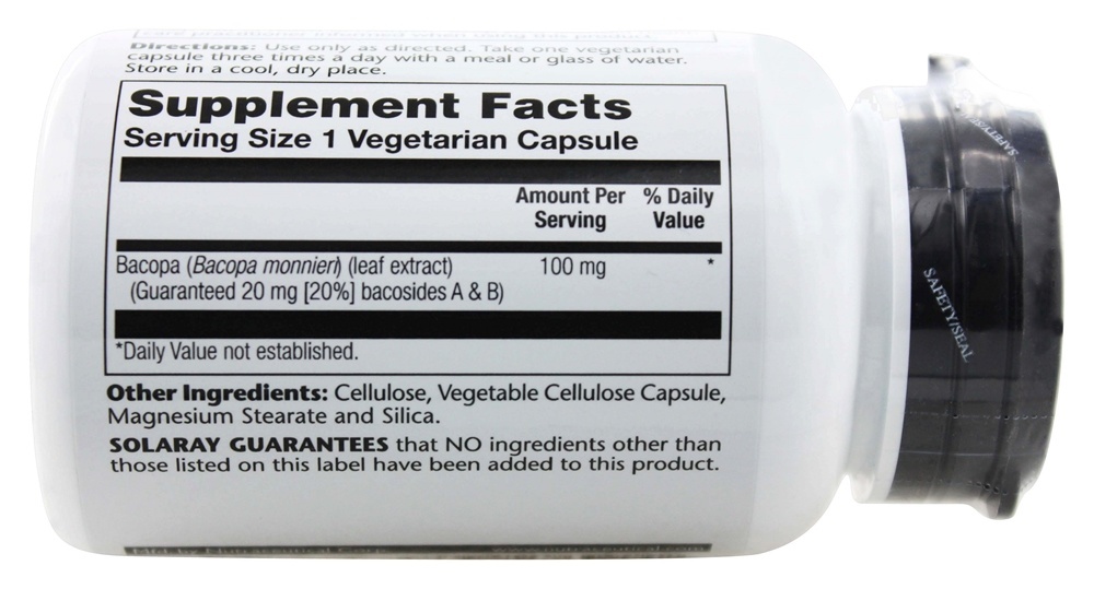Comprar Ervas Ayurvédicas Extrato de Folha de Bacopa 100 mg. - Cápsulas vegetarianas 60 Solaray - Imagem 3
