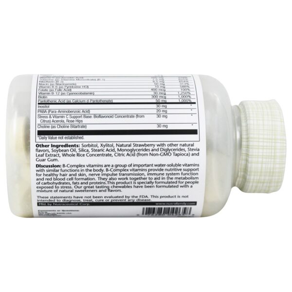 Comprar Sabor natural de morango mastigável de alta potência B-Complex - 50 comprimidos mastigáveis Solaray - Imagem 4