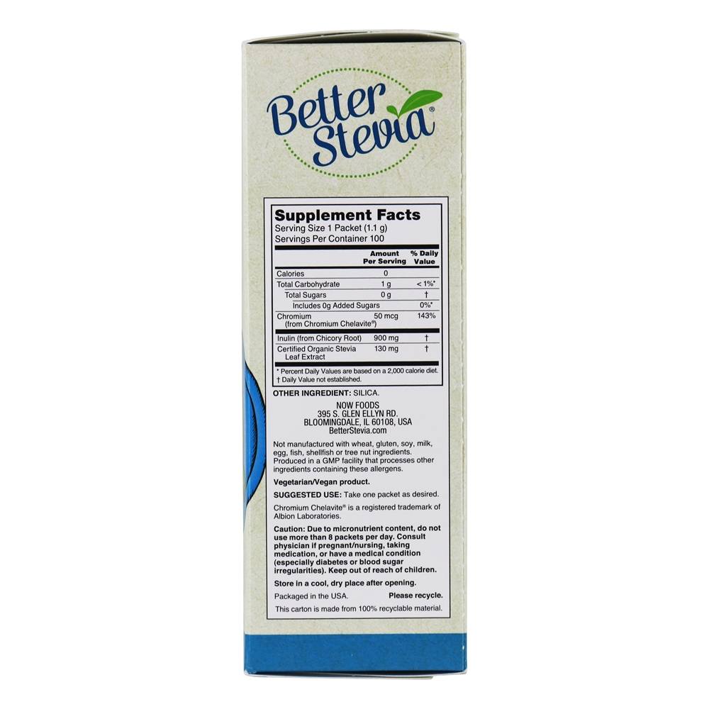 Comprar NOW Real Food BetterStevia Balance com cromo e inulina - 100 Pacotes (s) NOW Foods - Imagem 2