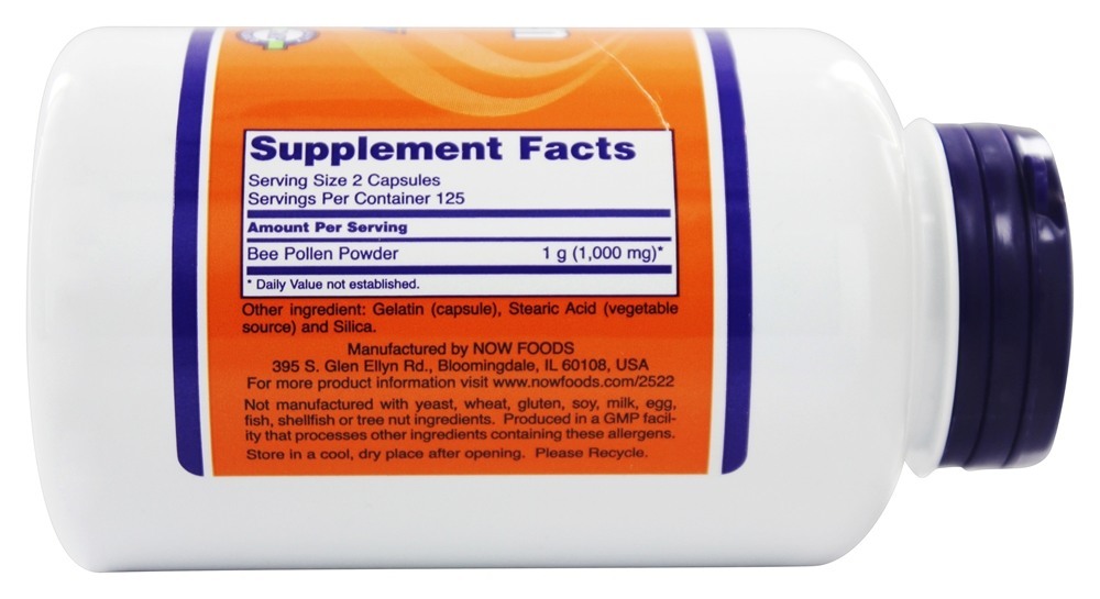 Comprar Cápsulas de Pólen de Abelha 500 mg. - Cápsulas 250 NOW Foods - Imagem 2
