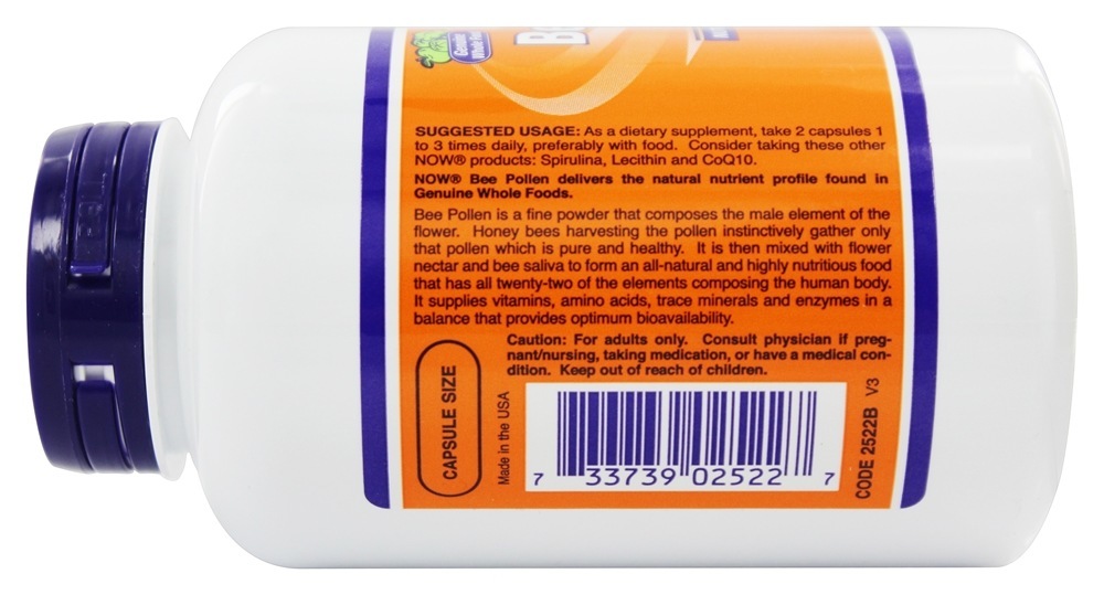 Comprar Cápsulas de Pólen de Abelha 500 mg. - Cápsulas 250 NOW Foods - Imagem 3