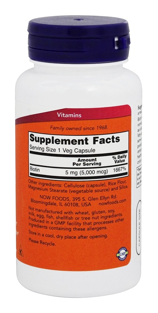 Comprar Biotina 5000 mcg. - Cápsulas vegetarianas 60 NOW Foods - Imagem 2