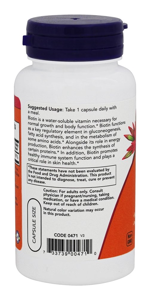 Comprar Biotina 5000 mcg. - Cápsulas vegetarianas 60 NOW Foods - Imagem 3
