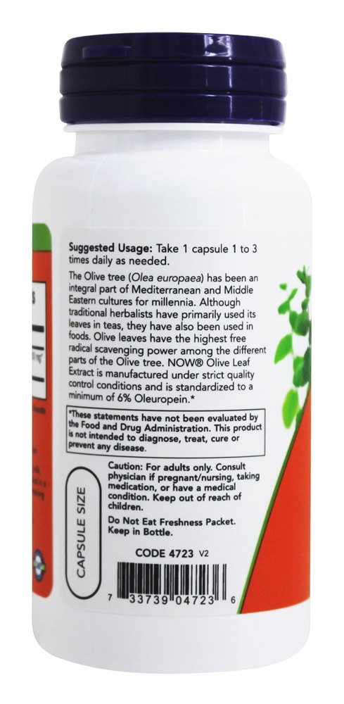 Comprar Extrato de Folha de Oliva, Vegetariano 500 mg. - Cápsulas vegetarianas 60 NOW Foods - Imagem 3