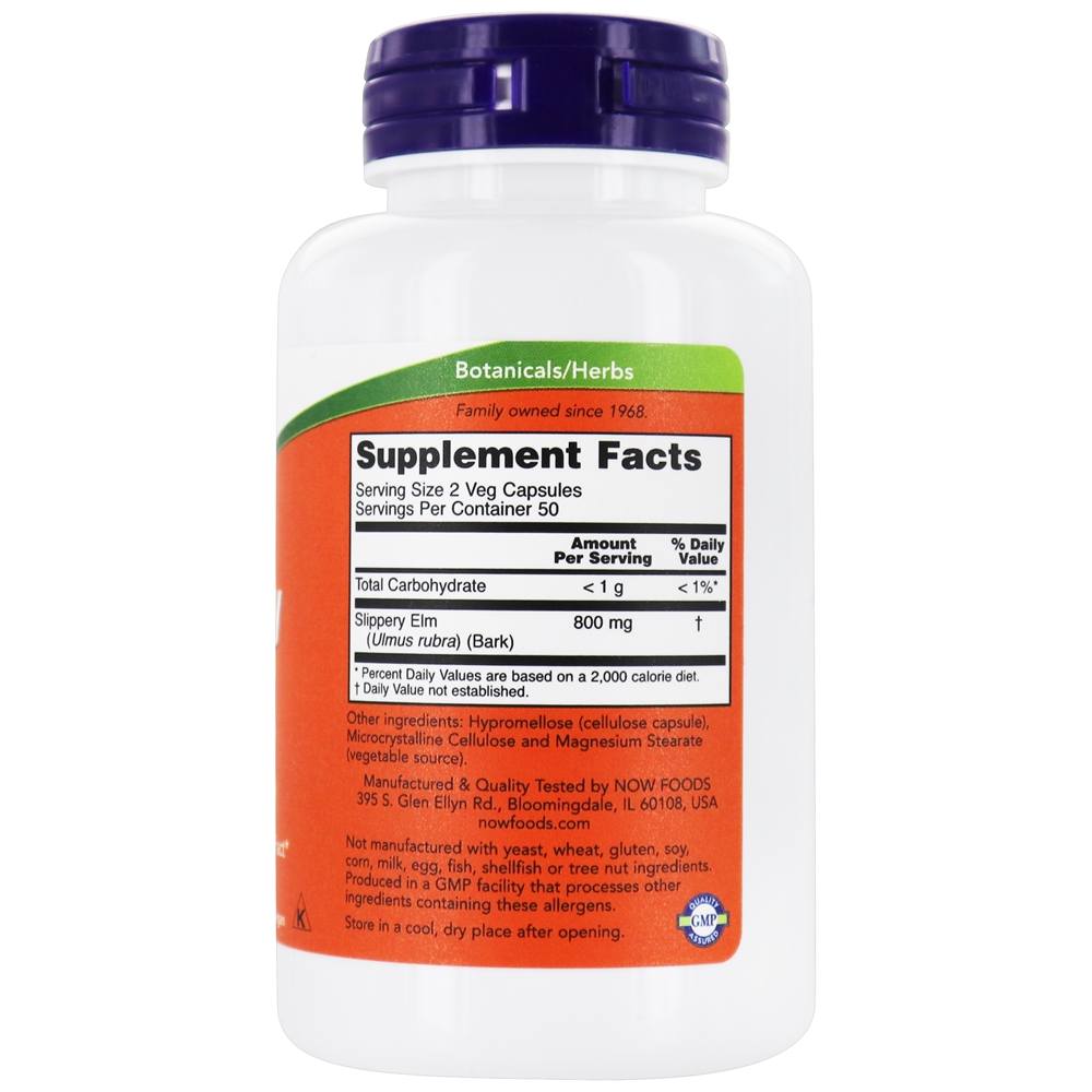 Comprar Slippery Elm 400 mg. - 100 Cápsula (s) vegetal (s) NOW Foods - Imagem 2