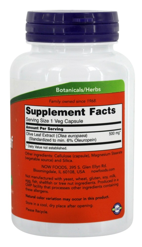 Comprar Extrato de Folha de Oliva, Vegetariano 500 mg. - Cápsulas vegetarianas 120 NOW Foods - Imagem 2