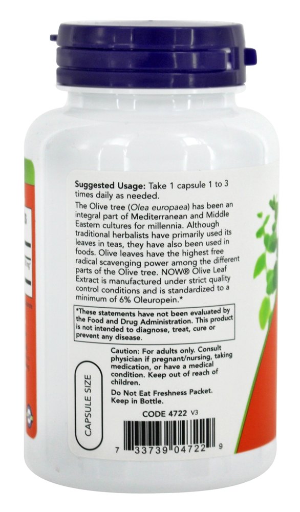 Comprar Extrato de Folha de Oliva, Vegetariano 500 mg. - Cápsulas vegetarianas 120 NOW Foods - Imagem 3