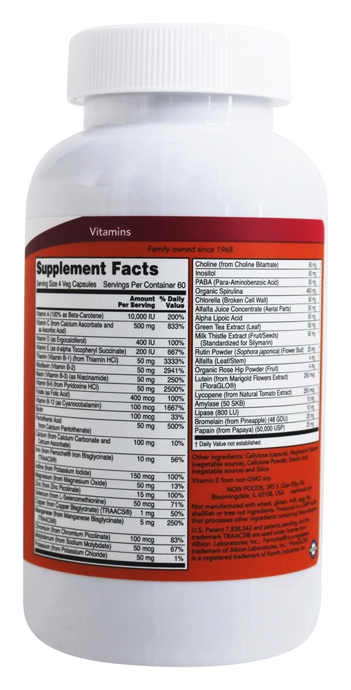 Comprar Especial duas vitaminas múltiplas - Cápsulas 240 NOW Foods - Imagem 2