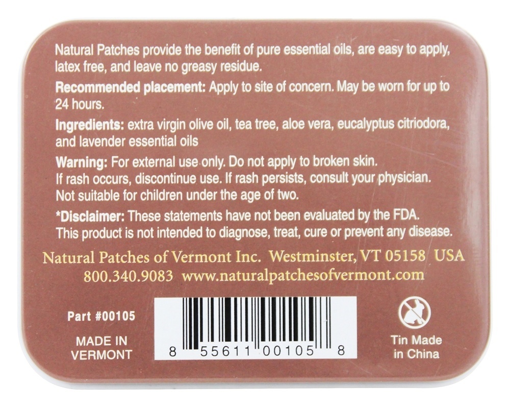 Comprar Calmante Coceira e Pele Irritação Fórmula Essencial óleo Corpo Remendos Chá árvore - 10 Patch (s) Anteriormente Naturopatch Natural Patches of Vermont - Imagem 2