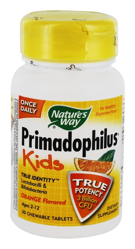 Comprar Primadophilus Para Crianças Sabor Laranja 3 Bilhões de UFC - 30 comprimidos mastigáveis Nature's Way