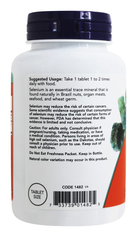 Comprar Selênio Levedura Livre Vegetariana 100 mcg. - 250 Tablets NOW Foods - Imagem 3