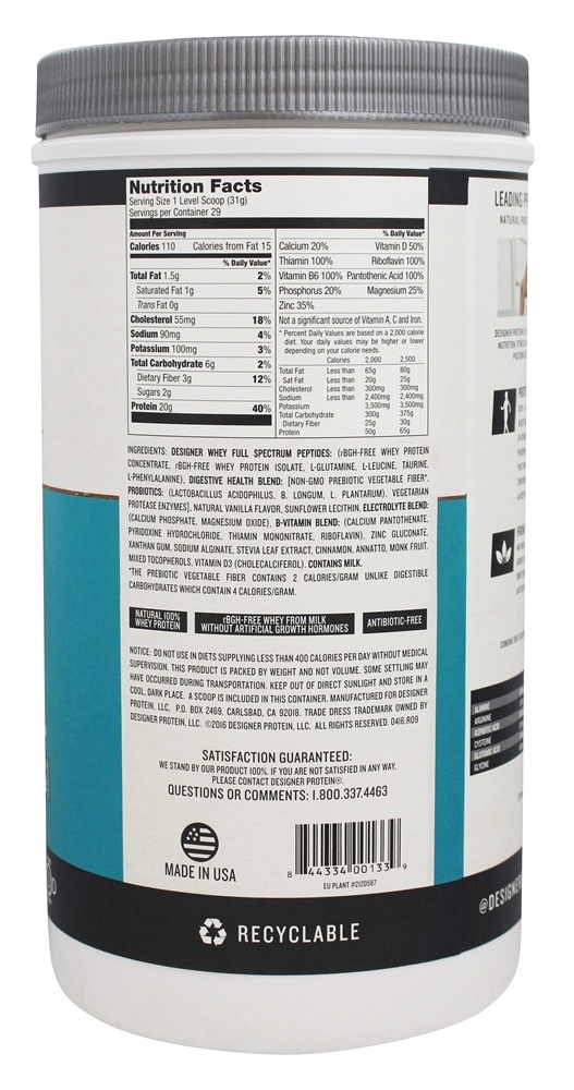 Comprar Estilista Soro de leite coalhado Natural 100% Soro de leite coalhado Proteína Francês Baunilha - 2 lbs. Designer Protein - Imagem 2