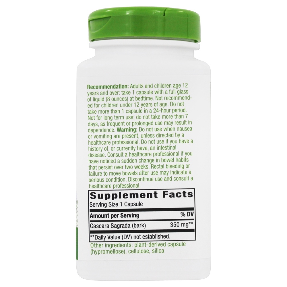 Comprar Alívio da constipação ocasional de Cascara Sagrada 350 mg . - Cápsulas Vegan 180 Nature's Way - Imagem 2