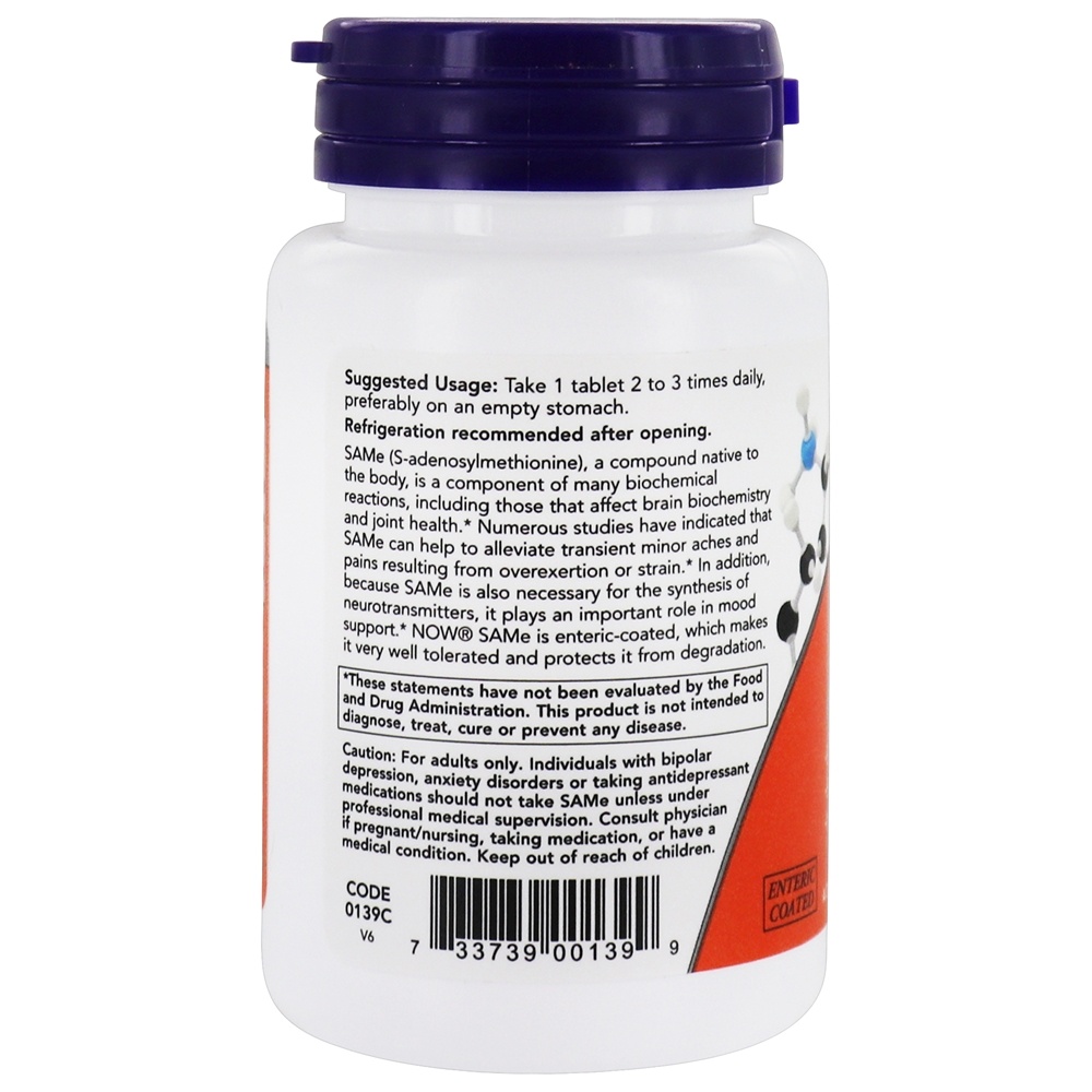 Comprar SAM-e Entérico Revestido 400 mg. - 30 Tablets NOW Foods - Imagem 3