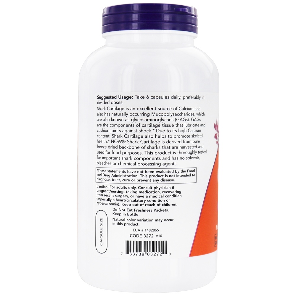 Comprar Cartilagem de Tubarão 750 mg. - Cápsulas 300 NOW Foods - Imagem 3
