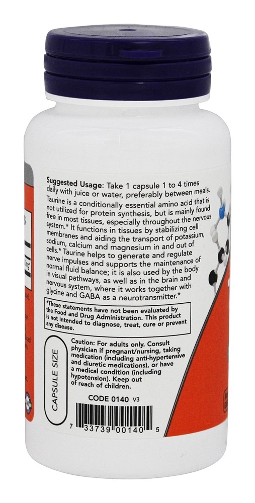 Comprar Taurina 500 mg. - Cápsulas 100 NOW Foods - Imagem 3