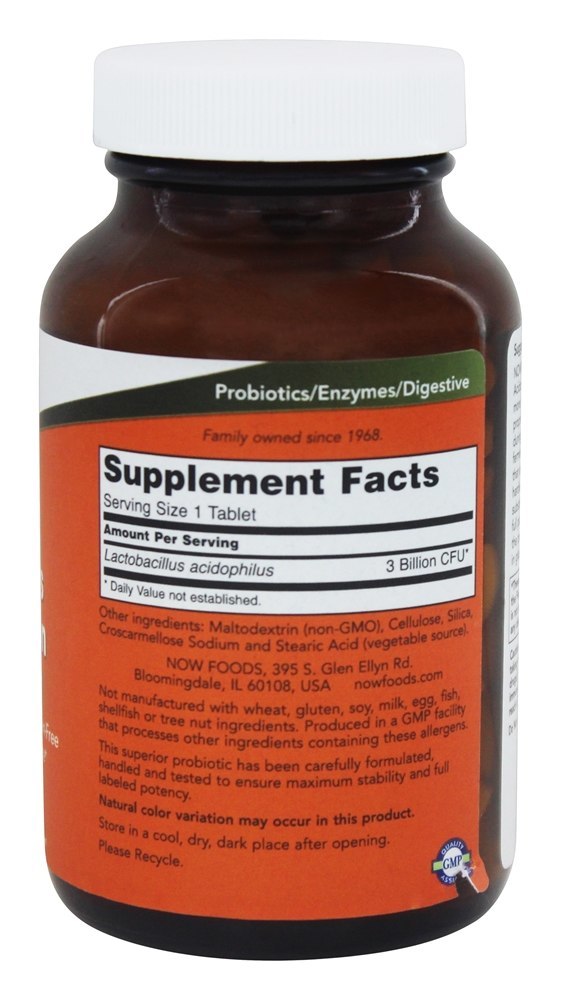 Comprar Acidophilus 3 bilhões estabilizados - 180 Tablets NOW Foods - Imagem 2