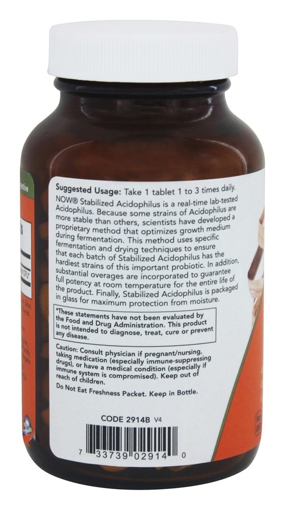 Comprar Acidophilus 3 bilhões estabilizados - 180 Tablets NOW Foods - Imagem 4
