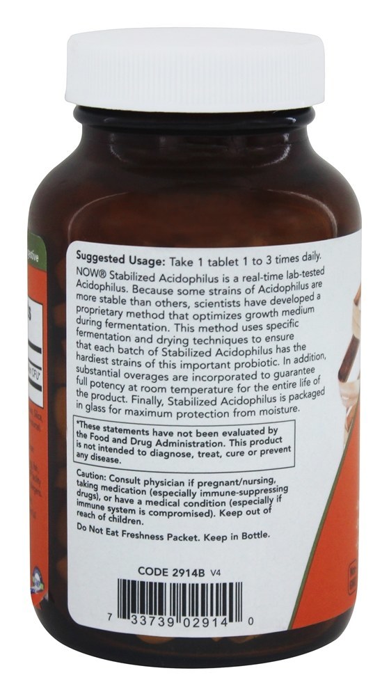 Comprar Acidophilus 3 bilhões estabilizados - 180 Tablets NOW Foods - Imagem 3