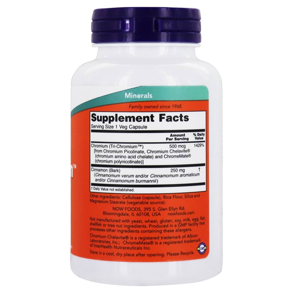 Comprar Tri-Crómio com Canela 500 mcg. - 180 Cápsula (s) vegetal (s) NOW Foods - Imagem 2