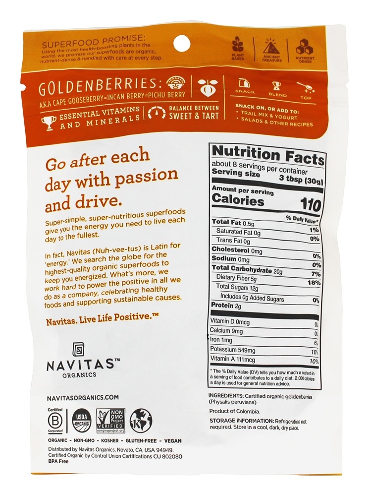 Comprar Bagas Douradas (Gooseberries) Certified Organic - 8 oz. Navitas Organics - Imagem 2