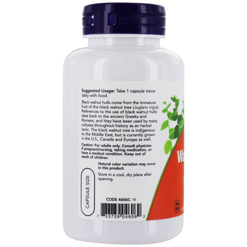 Comprar Cascas de nozes pretas 550 mg. - 100 Cápsula (s) vegetal (s) NOW Foods - Imagem 3