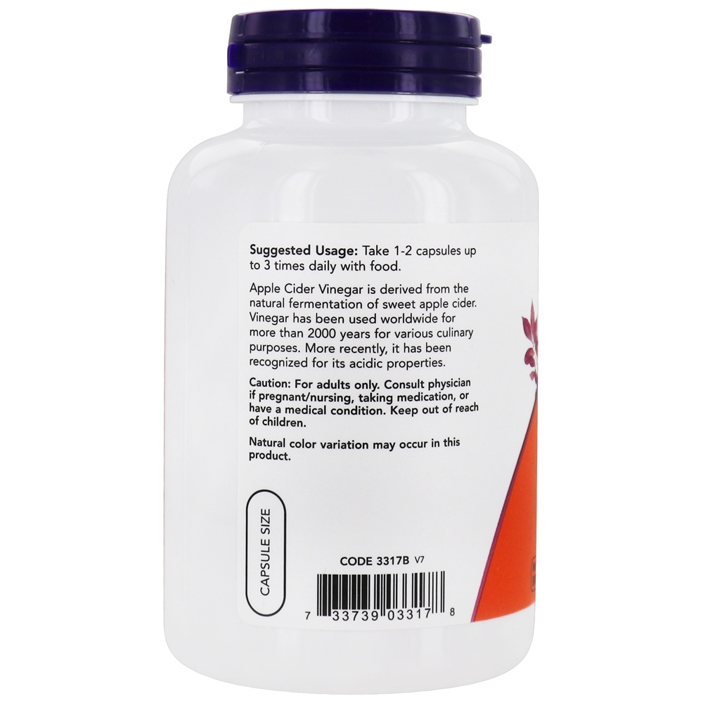 Comprar Suplemento Nutricional a Vinagre de Maçã 450 mg . - 180 Cápsula (s) vegetal (s) NOW Foods - Imagem 3
