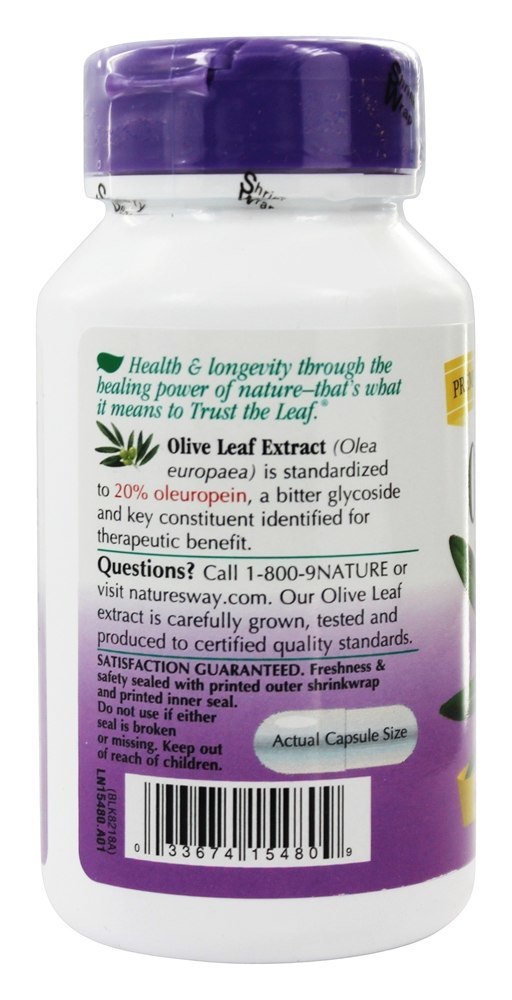 Comprar Folha de Azeitona Padronizada 20 % - Cápsulas vegetarianas 60 Nature's Way - Imagem 3