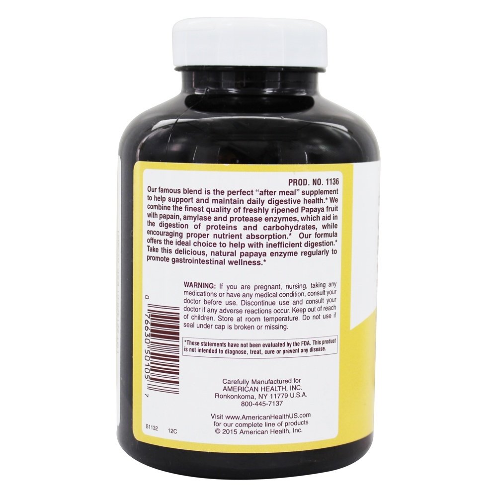 Comprar Enzima papaia original mastigável - 600 Tablets American Health - Imagem 3