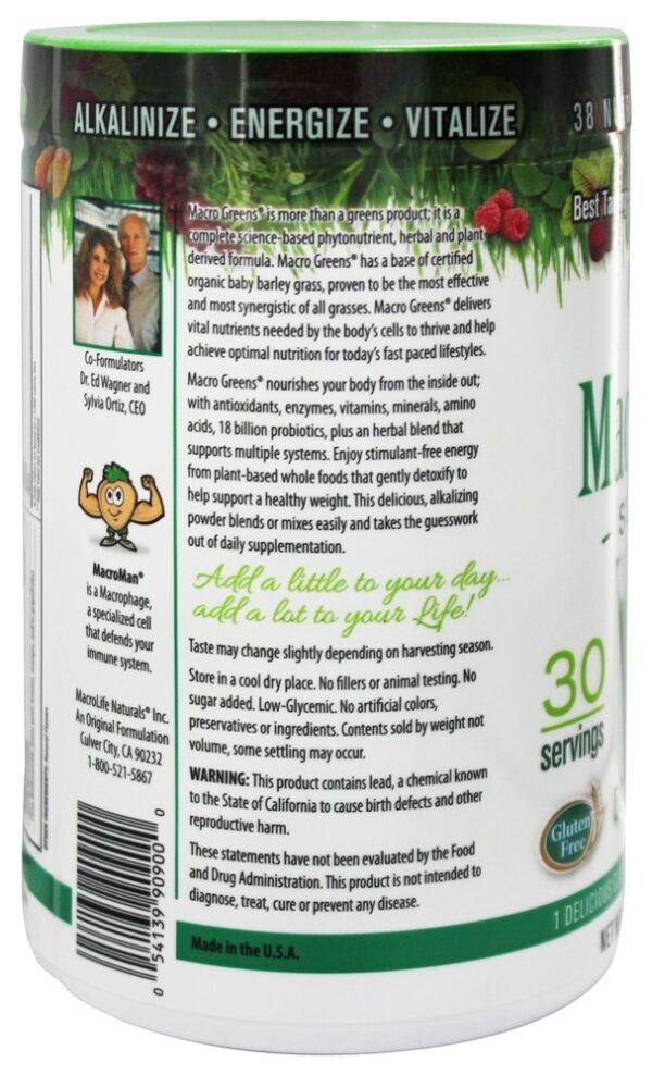 Comprar Macro Greens Suplemento de Superalimentos - 10 oz. MacroLife Naturals - Imagem 4