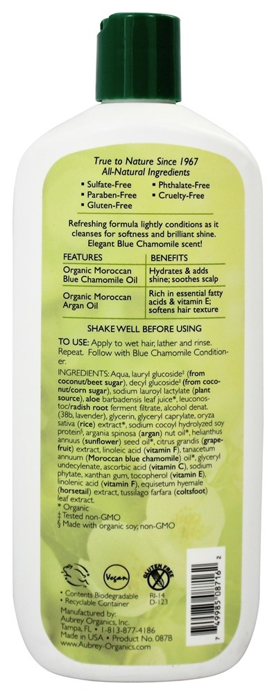 Comprar Xampu Brilhar Potenciador Azul Camomila - 16 fl. oz. Aubrey Organics - Imagem 2