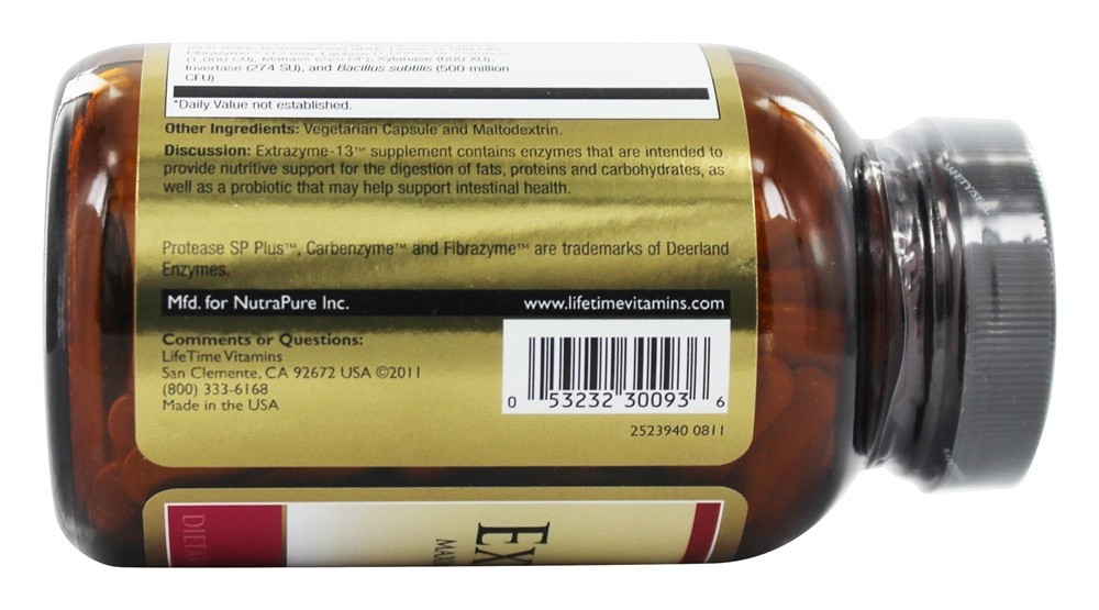 Comprar Extrazyme-13 com enzima digestiva de força máxima probiótica - Cápsulas 90 LifeTime Vitamins - Imagem 3