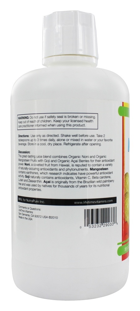 Comprar Bebida Orgânica de Noni Mangostão Goji & Açaí - 32 fl. oz. LifeTime Vitamins - Imagem 3