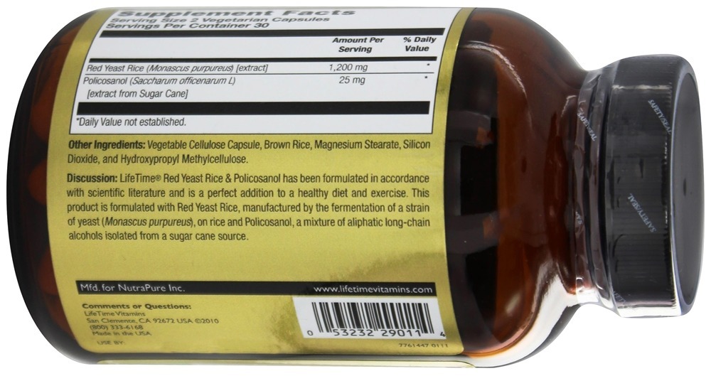 Comprar Arroz de Levedura Vermelha e Policosanol - Cápsulas vegetarianas 60 LifeTime Vitamins - Imagem 3