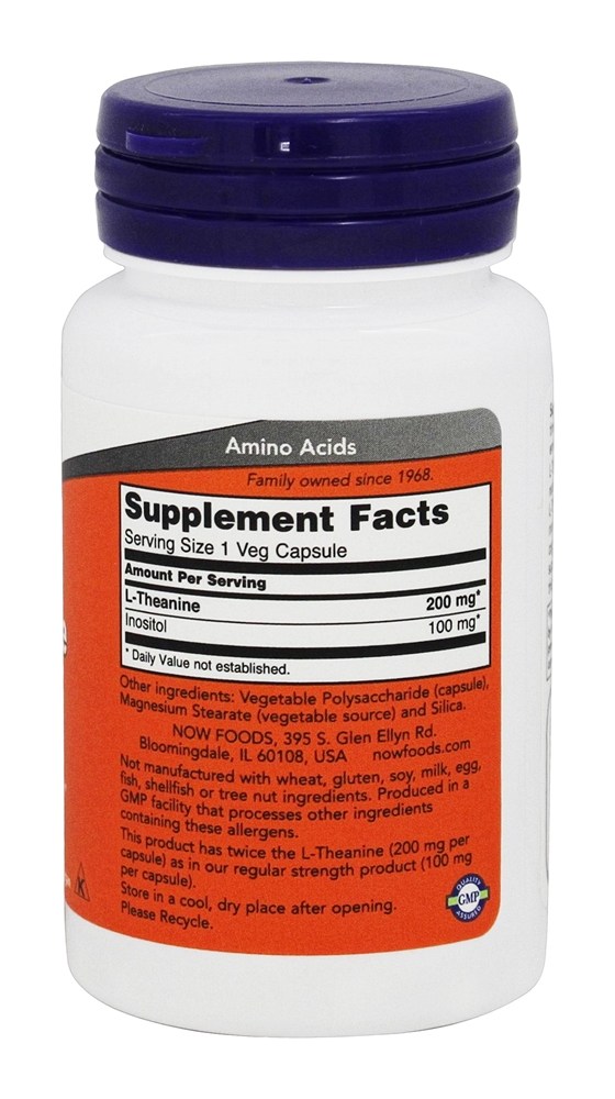 Comprar L-Teanina 200 mg. - Cápsulas vegetarianas 60 NOW Foods - Imagem 2