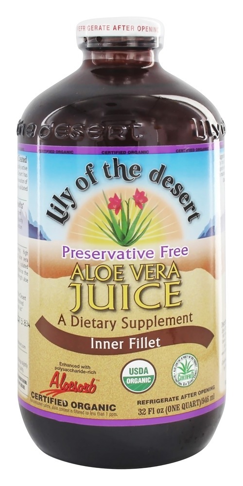 Comprar Conservante de filé interno de suco orgânico de aloe vera sem conservantes - 32 fl. oz. Lily Of The Desert