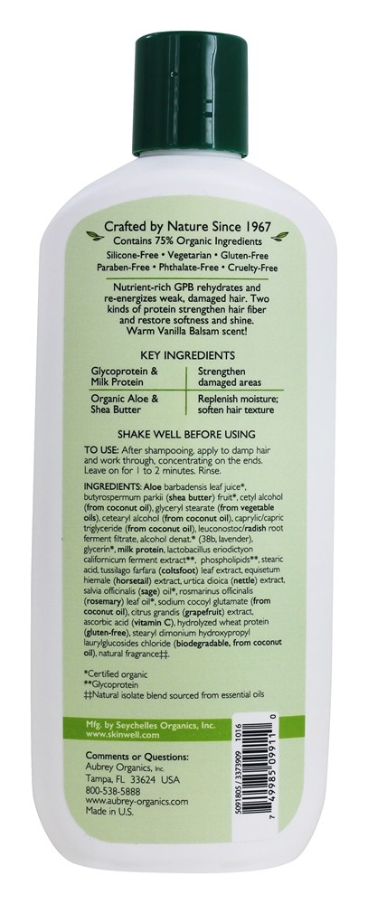 Comprar Bálsamo nutriente de equilíbrio da baunilha da explosão da proteína GPB do condicionador - 11 fl. oz. Aubrey Organics - Imagem 2